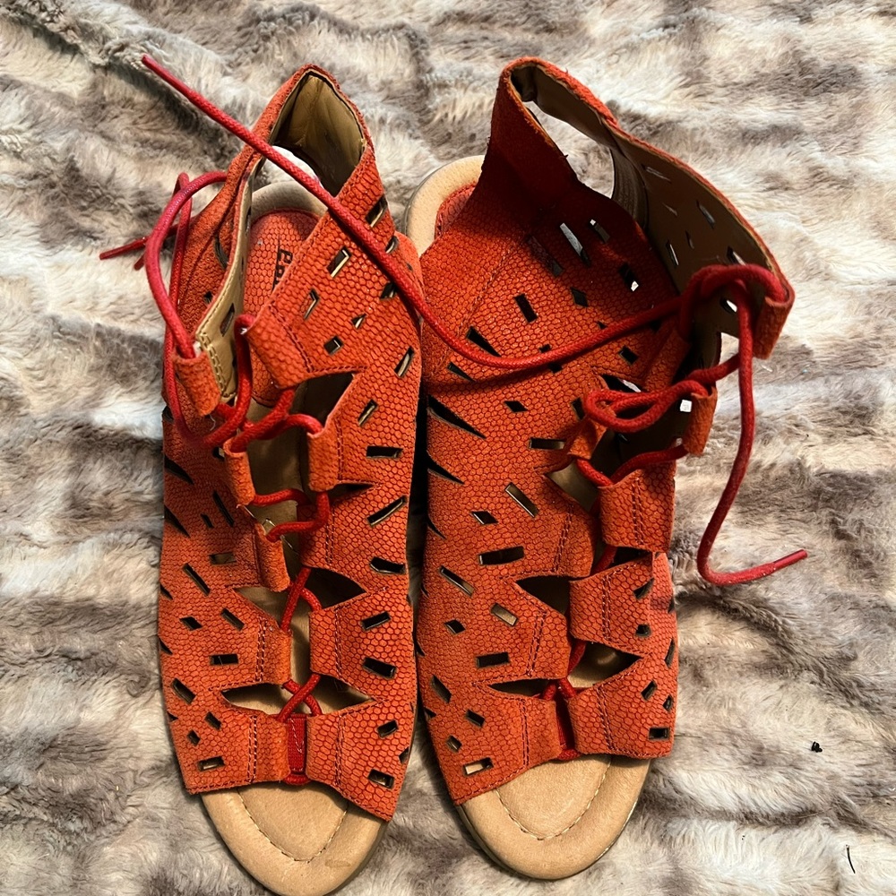 Lace up wedges